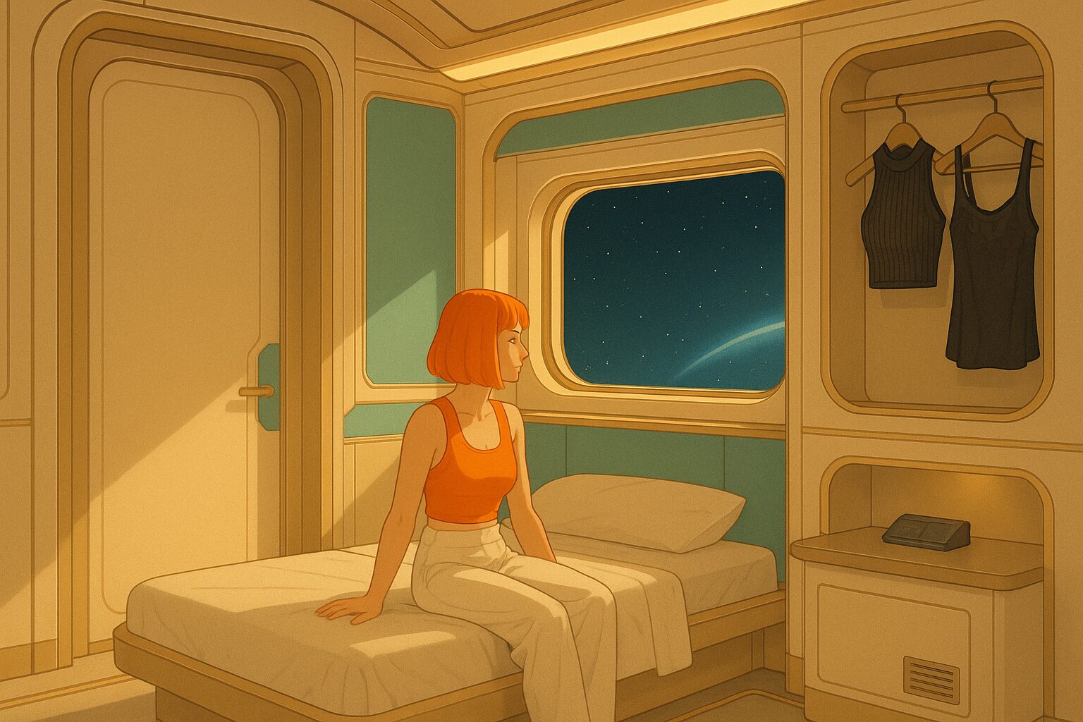 A surprisingly good job of AI making a cabin where Leeloo contemplates the existence of mankind and also what shir to wear.