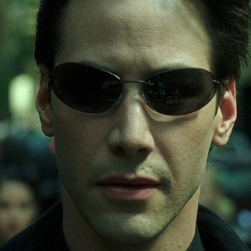 Neo lies as he wears his really ugly sunglasses but you can't really blame him since he's a vampire. I mean, have you SEEN keanu reeves?